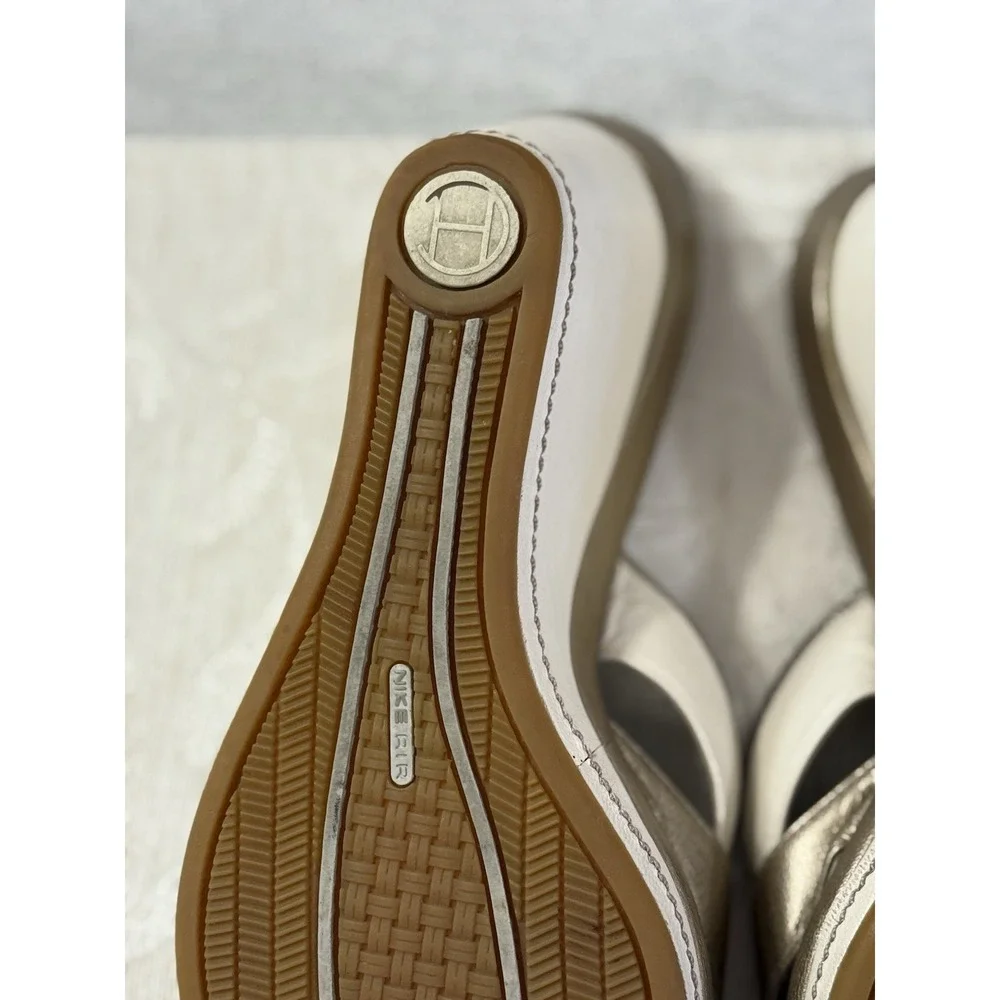 Cole Haan Women‎ Wedge Sandals Gold/ Silver/ Cream Wedge Women's Size 7.5
